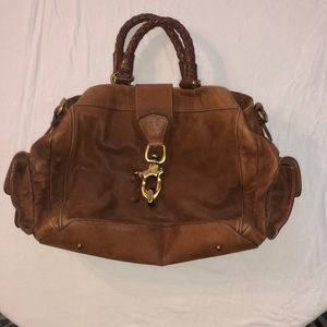 Francesco Biasia Leather clasp cognac purse